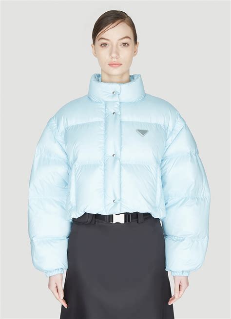 prada cropped puffer jacket blue|crop puffer jacket h&m.